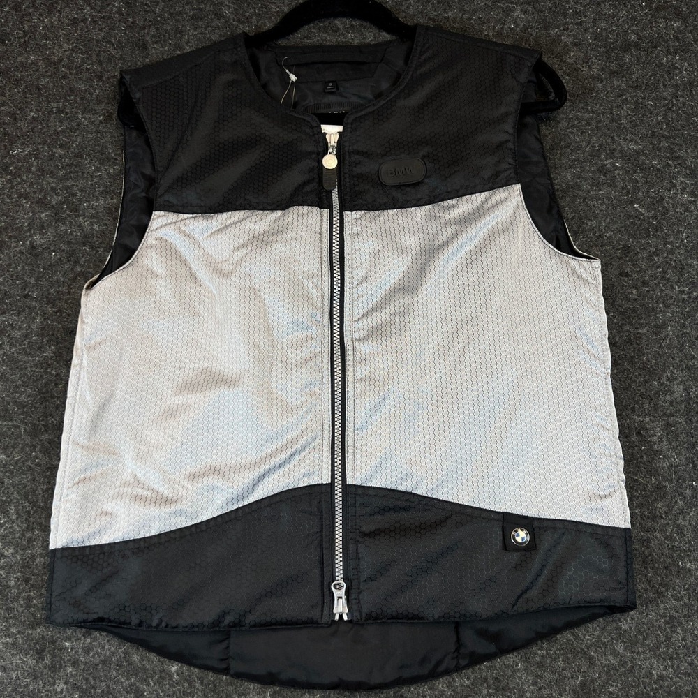 NWT BMW Motorrad Heated Vest Mens Small Black Silver Quilted Motorcycle Riding